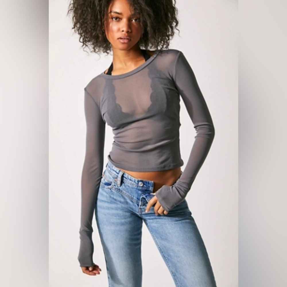 Free People Sheer Long Sleeve Top